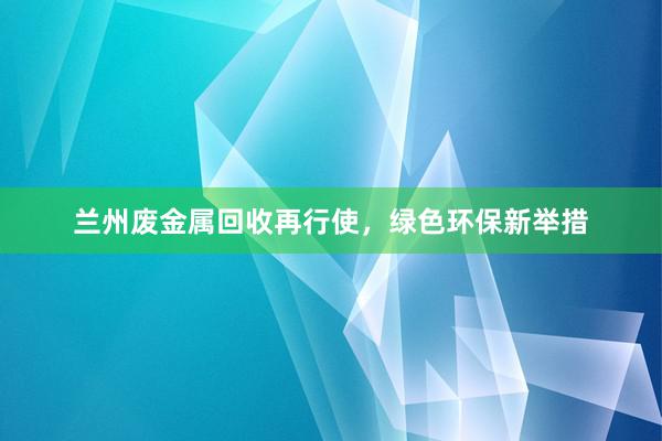 兰州废金属回收再行使，绿色环保新举措