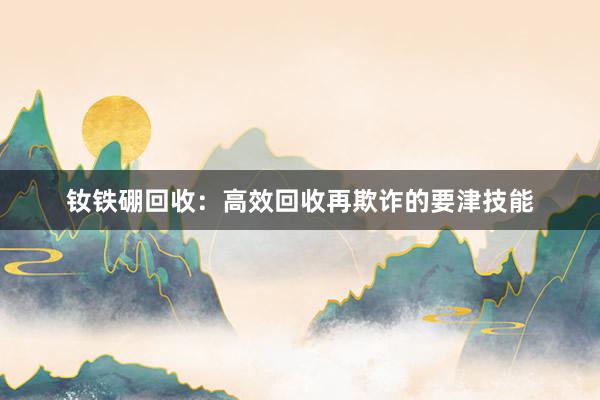 钕铁硼回收：高效回收再欺诈的要津技能